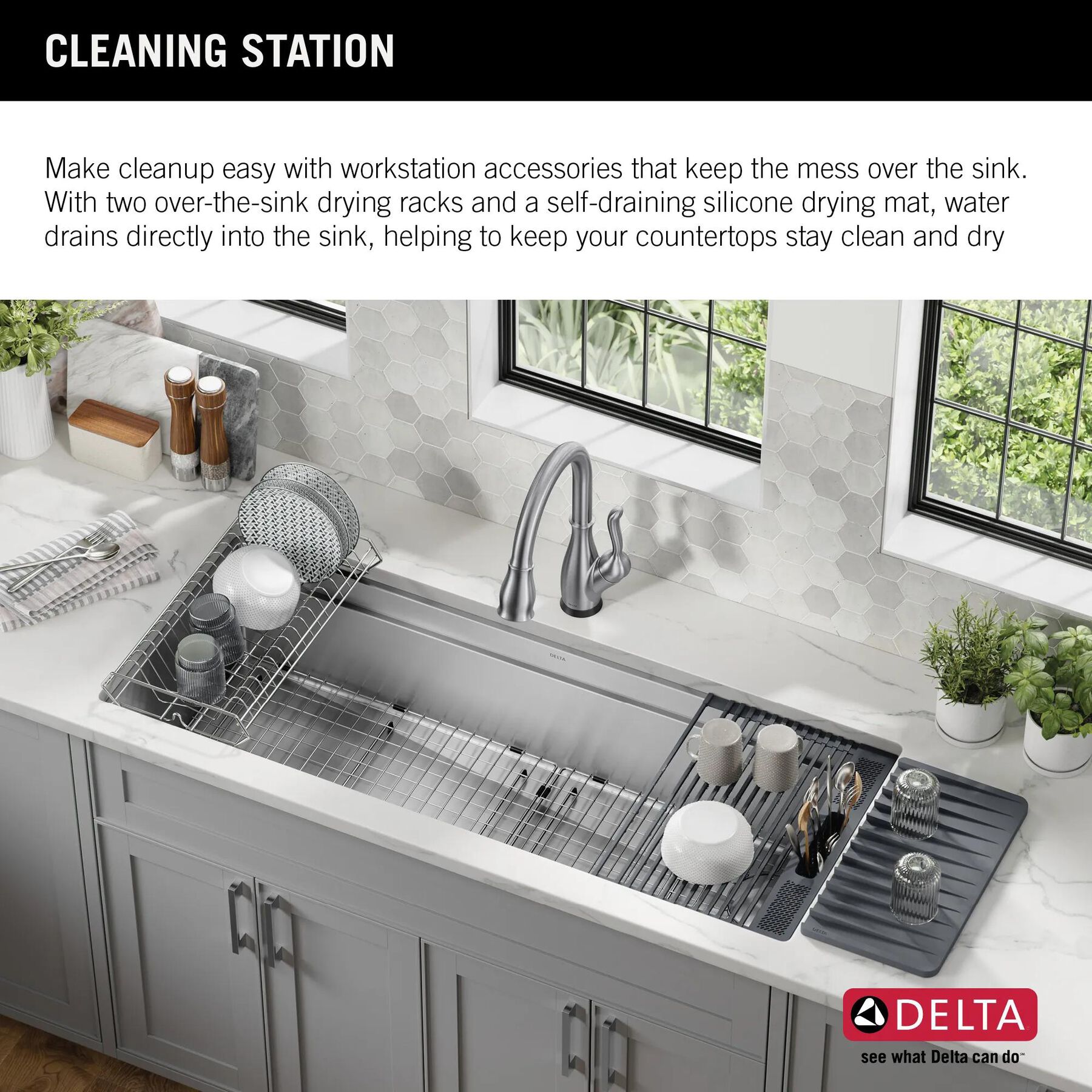 45&rdquo; Workstation Undermount Single Bowl 16 Gauge Stainless Steel Kitchen Sink with 2-Tier&nbsp;WorkFlow&trade; Ledge and Accessories